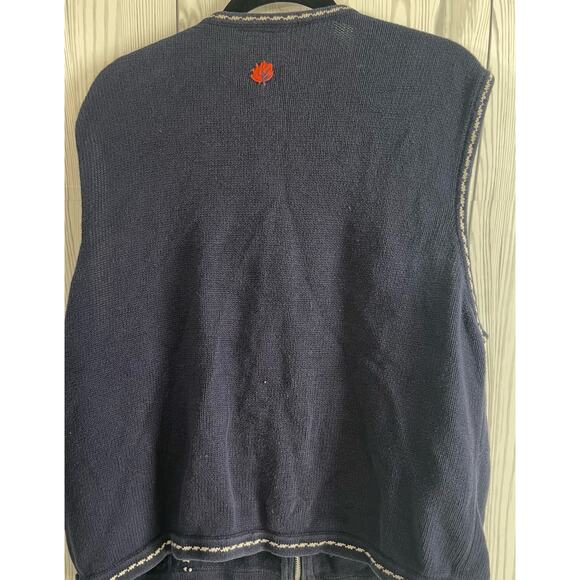 VTG Northern Reflections Fall Scarecrow Sweater Vest Navy Zip Front extra large - Picture 8 of 10